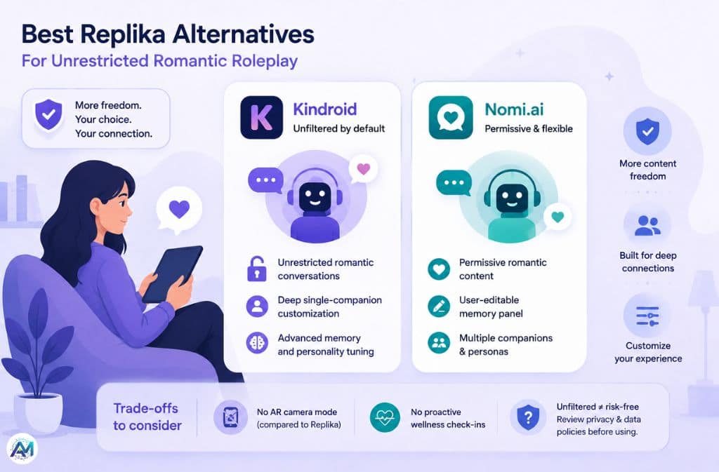 Best Replika Alternatives for Unrestricted Romantic Roleplay