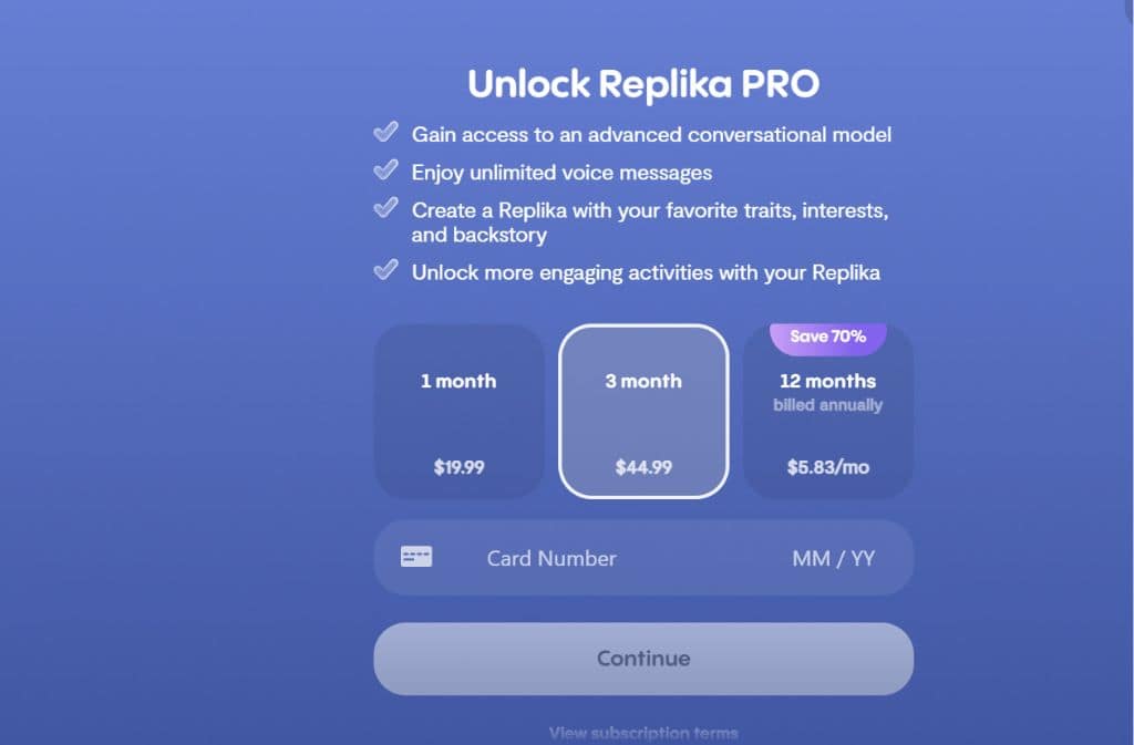 replika pricing